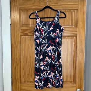 Columbia Women's Dress - Navy, Red, Pink, White Leaf Print